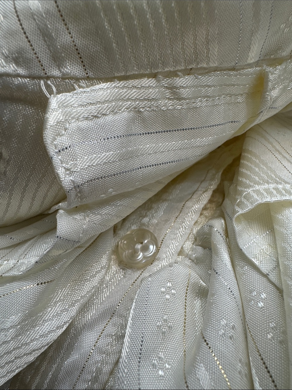 Ivory Ruffled Satin-Style Blouse with Statement Front - Picture 14 of 14